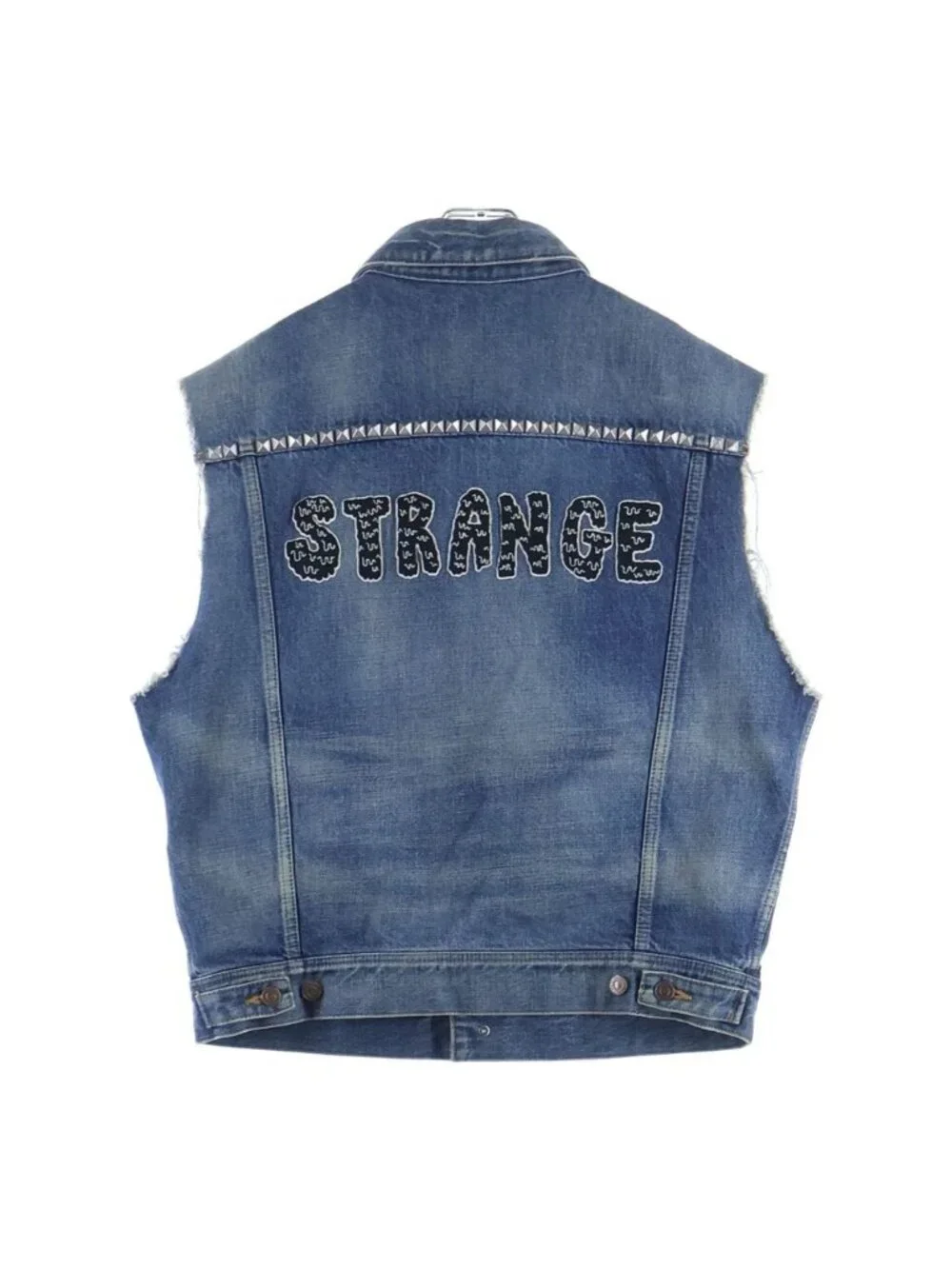 Celine Strange Studded Denim Vest Indigo